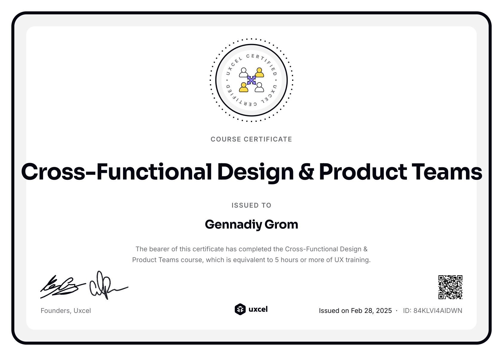 Henke Thunder's certificate